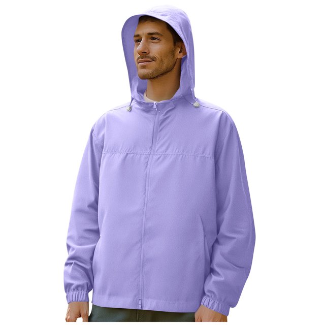 Men's UPF 50 Sun Shirt, Fishing & Outdoor Long Sleeve Hooded Rash Guard, Quick-Dry Sun Protection Shirt with Zipper Pockets