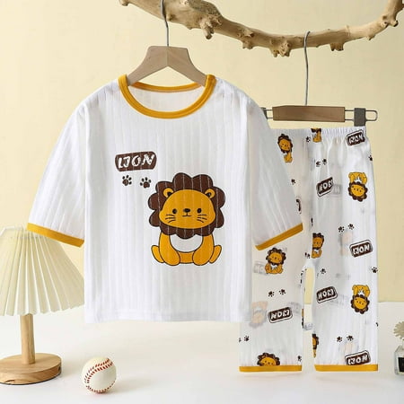 

Rbaofujie Toddler Girl Clothes Clearance Summer Toddler Kids Baby Girls Boys Casual Short Sleeve Casual Loungewear Thin Air-conditioned Clothing Home Clothing Two Piece Set Yellow