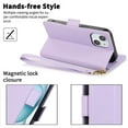 thumbnail image 3 of Compatible with iPhone 14 Wallet Case with Credit Card Holder & Cash Slot, RFID Blocking Durable PU Leather Flip Magnetic Protective Stand Cover Wrist Strap Women Men,Purple, 3 of 6