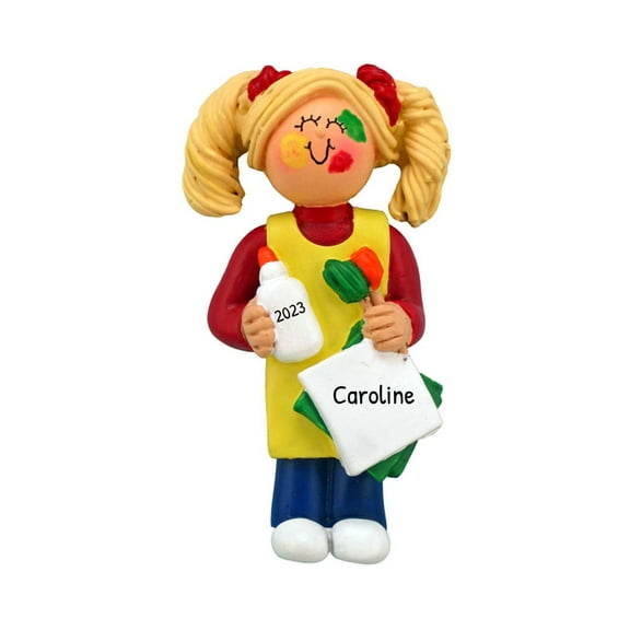 Personalized Christmas Ornaments For Kids - Childrens Christmas Ornaments - Craft Project Blonde Girl Christmas Ornaments Painter Child Christmas Tree Ornaments For Kids - Free Customization
