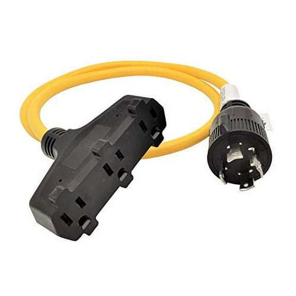 Parkworld 61421 Power Adapter Cord NEMA L14-30P Male to (3) 5-15R Household 15 AMP Female3, 125 Volt, 4FT