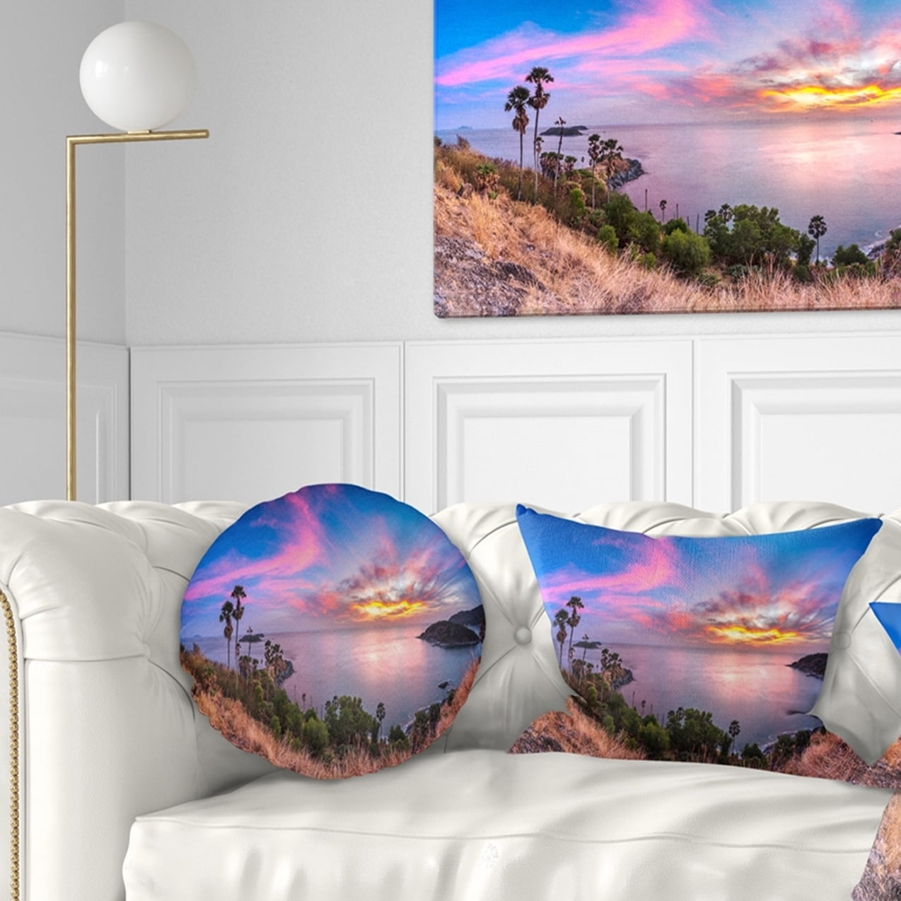 Insert Printed On Both Side Sofa Throw Pillow 18 in x 18 in Designart CU11233-18-18 Promthep Cape Best Phuket View Point Seashore Cushion Cover for Living Room in