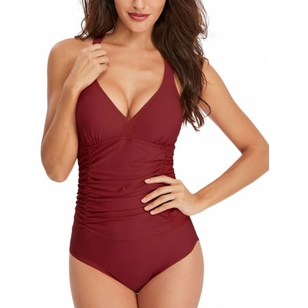 BEEACHGIRL One Piece Swimsuit Sexy Floral Conservative Swimwear for Women Spaghetti Strap