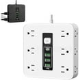 thumbnail image 1 of 16 in 1 Power Strip Surge Protector, 16-in-1 Power Strip with Switch & Surge Protection, 16 in 1 Surge Protector, 16 Ac Outlets, 3 USB & 2 Type-C Ports, Time Display for Home,Office (White), 1 of 7
