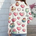 thumbnail image 3 of Fgvctg Womens Button Down Shirt Valentine's Day Long Sleeve V Neck Blouses Collared Oversized Date Day Love Heart Print Shirt Dressy Business Casual Outfits Beige S, 3 of 5