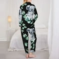 thumbnail image 5 of Kll Cartoon Koala Bear Print Women'S Long Sleeve Pajamas With Pants Sleepwear Loungewear 2 Set-Small, 5 of 9