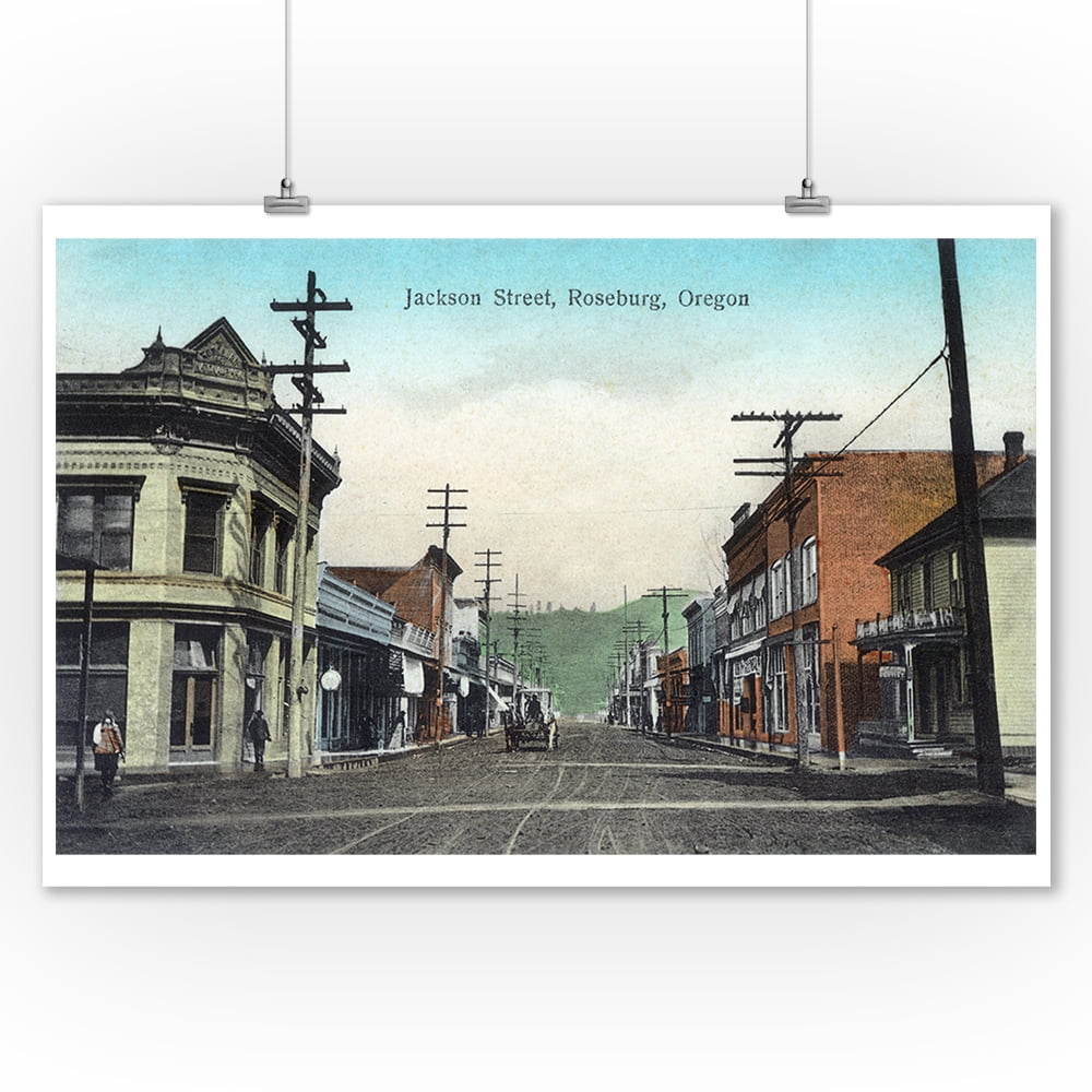 Roseburg, Oregon View of Jackson Street (9x12 Art Print, Wall Decor