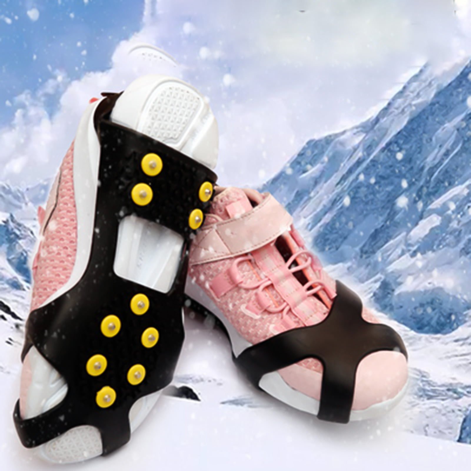 2PCS NON-SLIP 10-TOOTH CRAMPONS SILICONE SHOE COVER MOUNTAINEERING TOOL OPULENT 
