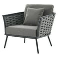 thumbnail image 4 of Lounge Sectional Sofa Chair Table Set, Grey Gray, Aluminum, Metal, Fabric, Modern Contemporary, Outdoor Patio Balcony Cafe Bistro Garden Furniture Hotel Hospitality, 4 of 10
