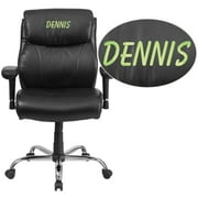 Flash Furniture Personalized HERCULES Series Big & Tall 400 lb. Rated Black LeatherSoft Ergonomic Office Chair, Line Stitching and Arms