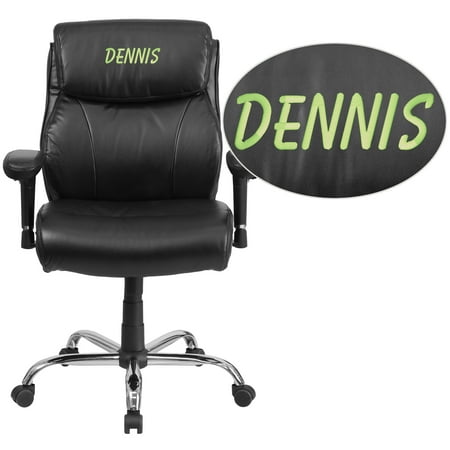 Flash Furniture Personalized HERCULES Series Big & Tall 400 lb. Rated Black LeatherSoft Ergonomic Office Chair, Line Stitching and Arms