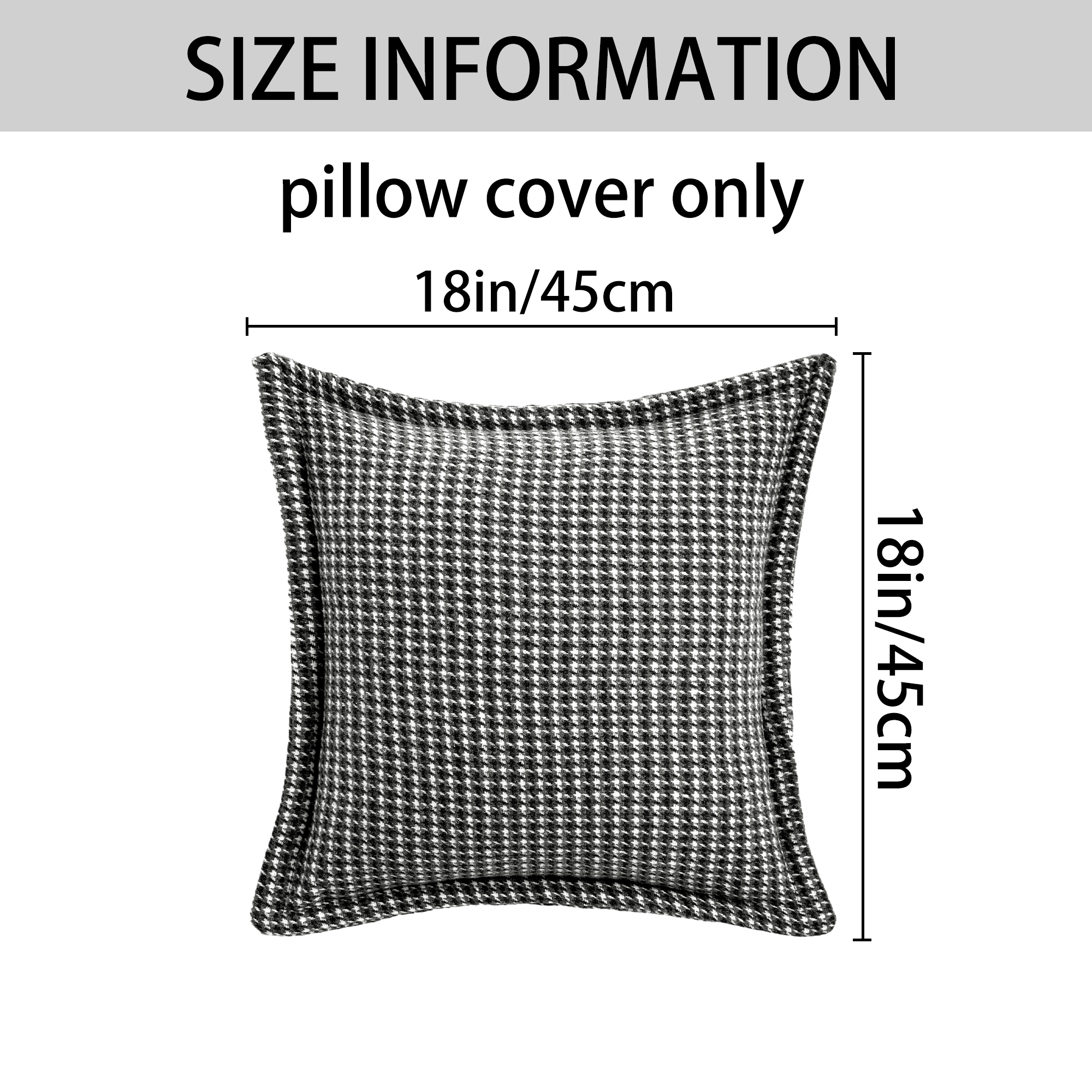 Unique Bargains Soft Houndstooth Throw Pillow Covers Set of 2 Black 18" x 18"