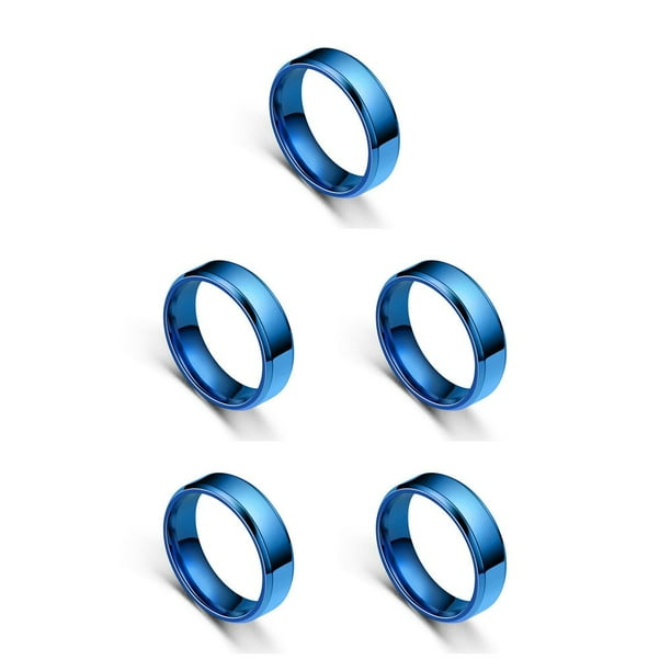 Qarigey Anillo de banda unisex para esposa, marido, joyería de mano, regalos personalizados, azul, tamaño 9 Azul Taille 9 5Conjunto