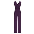 thumbnail image 5 of Bdfzl Women Pants Clearance Trends Women Casual Cold Shoulder Jumpsuit Suspender Jumpsuits Wide Leg Pant Purple S, 5 of 7
