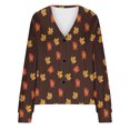 thumbnail image 4 of Puntoco Chaqueta De Punto Informal Con Estampado De Hojas Para Mujer, Chaqueta Con Botones, Abrigo De Felpa, Para Otoño E Invierno, 4 of 4