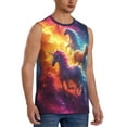 thumbnail image 2 of Pofeuu Dreamy Night Sky White Horse Print Men's Muscle T-Shirt, Sleeveless, Muscle Tank, Classic Muscle Tee Top For Men Casual Sleeveless Muscle T-Shirt Trendy Clothes-X-Large, 2 of 7