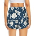thumbnail image 4 of Uemuo Lilies Flowers Pattern Women's Athletic Shorts High Waisted Running Shorts with Liner Pockets Gym Elastic Workout Shorts-X-Large, 4 of 9