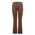 thumbnail image 4 of IYYVV Flared Leggings for Women Petite Fold Over Waist Trousers Bootleg Pants Stretchy Womens Tall Sweatpants Solid Color Leggings Comfy Women's Pajama Pants Cotton Brown L, 4 of 7
