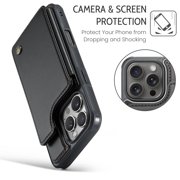 For iPhone 16 Pro Max Case with Card Holder, Wallet Case for Women Men with RFID Blocking, Durable Leather Kickstand Magnetic Clasp Shockproof for iPhone 16 Pro Max