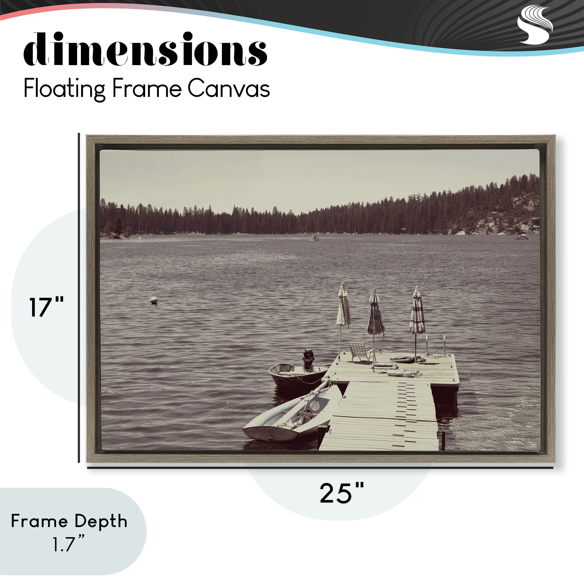 Stupell Industries Vintage Lake Life Dock Brown Framed Floater Canvas Wall Art, design by Gemma Bardot