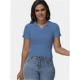 thumbnail image 3 of Women's Summer Short Sleeve Shirt V-Neck Collar Pullover Tops Lightweight Knit Polo Shirt, 3 of 4