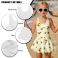 thumbnail image 6 of Xixirimido Cute Bees Sunflower Print Girls One Piece Swimsuits Modest Bathing Suit for Kids Hawaiian Swimwear with Skirt Sleeveless Swim Dress for Beach Water Park, 6-7 Years, 6 of 7