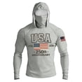 thumbnail image 2 of 250 Anniversary Mens Fishing Sun Hoodie American Flag Patriotic 1776-2026 Print 4th of July Sunshirt Light Gray M, 2 of 5