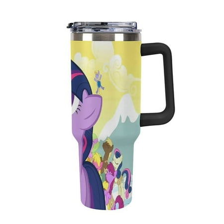 

My Li_ttle Pon_y Anima Large Capacity Car Cup Stainless Steel Travel Mug Leak-Proof Tumbler with Handle And Straw Suitable for Men And Women 40oz