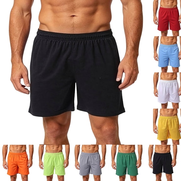 Men's Shorts Men Gym Shorts Men's Spring And Summer Soccer Sports Shorts Men's Basketball Running Gym Pants Breathable Five-Point Casual Solid Color Shorts Black Xs