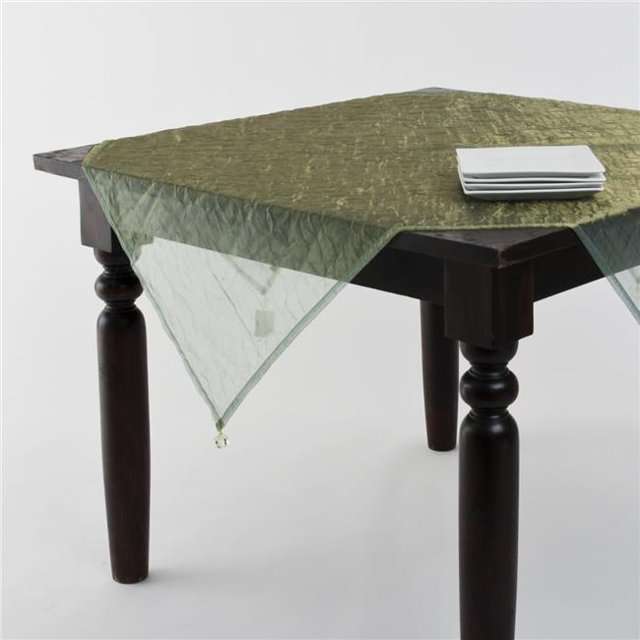 SARO 1212C.GY48S 48 in. Square Crushed Tissue Table Topper or Tablecloth - Gray