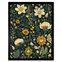 Bee Flying over Flower Wildflower Spring Field Art Print Framed Poster Wall Decor 12x16 inch