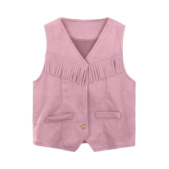 RTKFRFLM Cowboy Vest for Kids, Western Fringe Costume Top - for Halloween, Dress Up & Pretend Play, Toddler & Big Kids