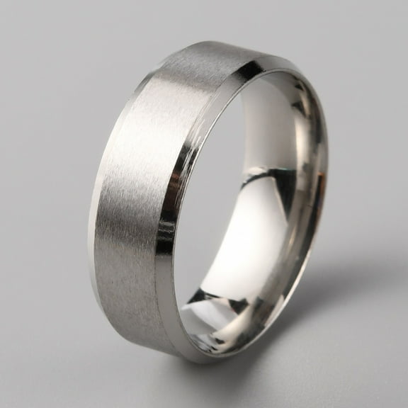 201 Stainless Steel Plain Band Ring for Men Women Matte Stainless Steel Color Size 12 Inner Diameter: 22.36mm