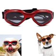 thumbnail image 2 of Gafas de sol para perros, correa ajustable para gafas de sol ultravioleta, protección impermeable para perros pequeños y medianos, marco rojo, pieza gris, 2 of 5
