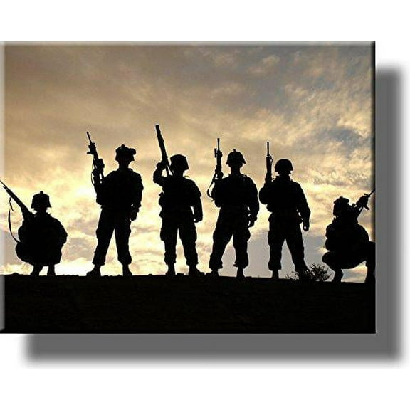 Salute to US Soldiers Picture on Stretched Canvas, Wall Art Décor, Ready to Hang!