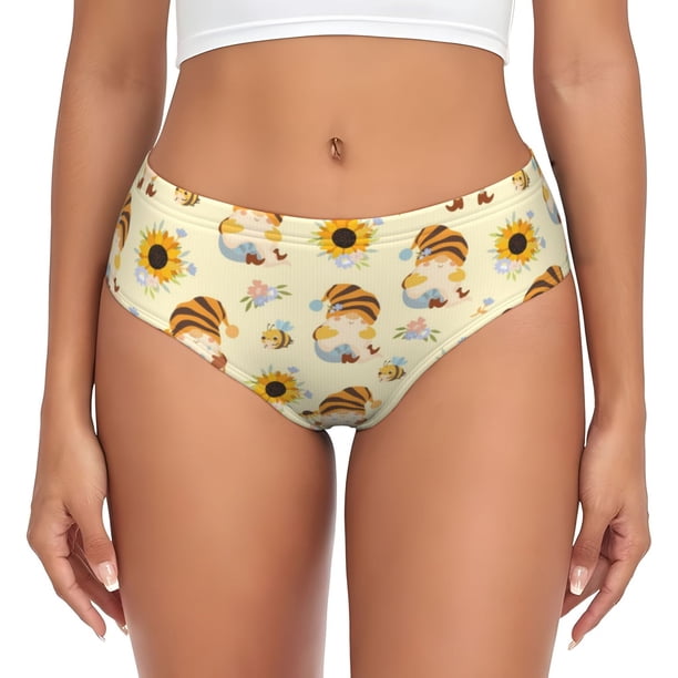 Fotbe Watercolor Bee Honey Honeycomb Bee Calzones Estampados para Mujer – Ropa Interior de Algodón, Cómoda, Suave y Elástica-X-Small