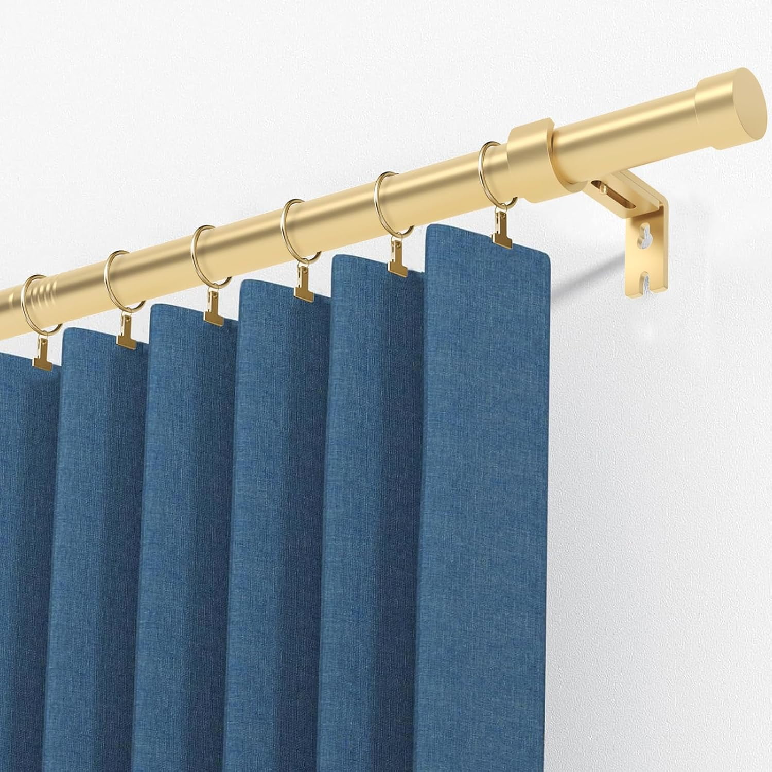 Gold Extra Long Curtain Rod 30 to 240 inch, Heavy Duty Curtain Rods for Windows with Modern End Caps, 1 inch Drapery Rods Set for Outdoor Patio, Adjustable Curtain Rod for Room, Gold
