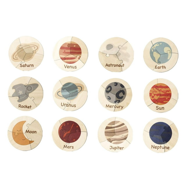 12 piezas de juguetes Montessori de madera, juego de rompecabezas de viaje, juguetes Montessori para niños pequeños. cielo estrellado