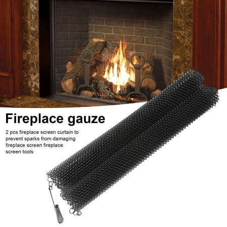 

1 Set Fireplace Screen Moisture-resistant Spark Proof Full Coverage Hearth Fireplace Curtain for Living Room