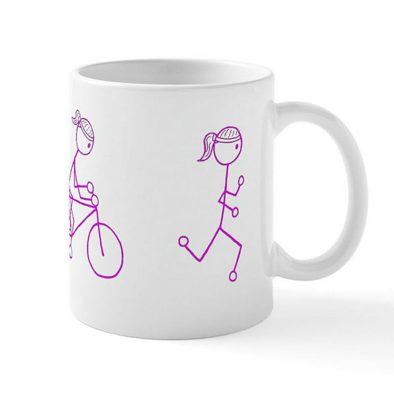 CafePress - Triathlon Girl Pink No Words Mug - 11 oz Ceramic Mug - Novelty Coffee Tea Cup