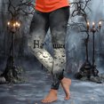 thumbnail image 2 of HCNTES Halloween Leggings for Women Pumpkin Skeleton Witch Ghost Printed Tights High Waisted Soft Stretchy Yoga Pants (13-Black,M), 2 of 7