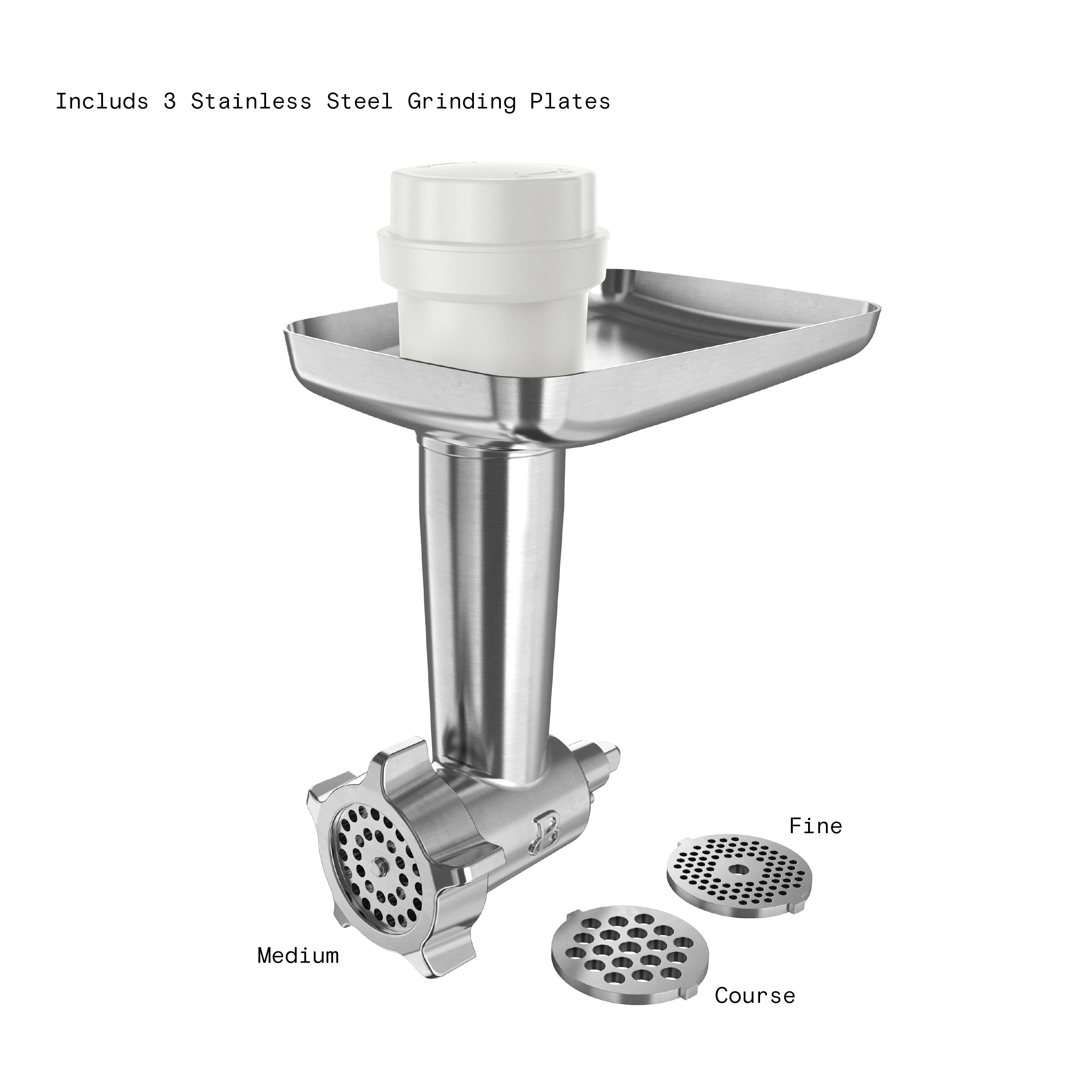 Beautiful Meat Grinder Stand Mixer Attachment with 3 Stainless Steel Grinding Plates, by Drew Barrymore