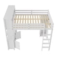thumbnail image 6 of Eyisean Queen Modern Loft Bed with Desk, Space Saving Bed Frame with Storage Cabinet, Wardrobe & Built-in Ladder, Wood Loft Beds Frames for Teens, Adults, Bedroom, No Need Box Spring, 6 of 12
