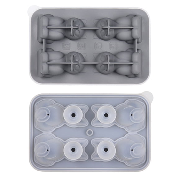 Silicone Ice Cube Tray with Fun Shapes Funnel Lid Easy Release for Drinks Novelty