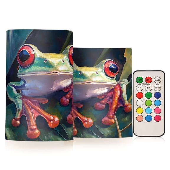 BZSMCE Flameless Candles LED Lights Green Frog Plainting Creativity Battery Candles