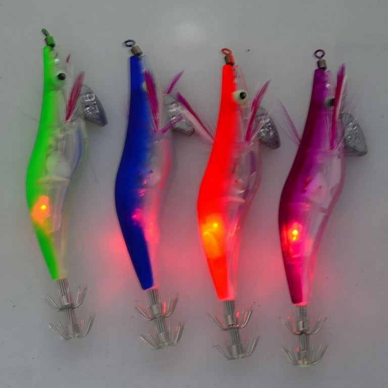 Flashing Led Light Shrimp Fishing Lures Prawn Baits Jigs Hooks Tackle (1PC)  