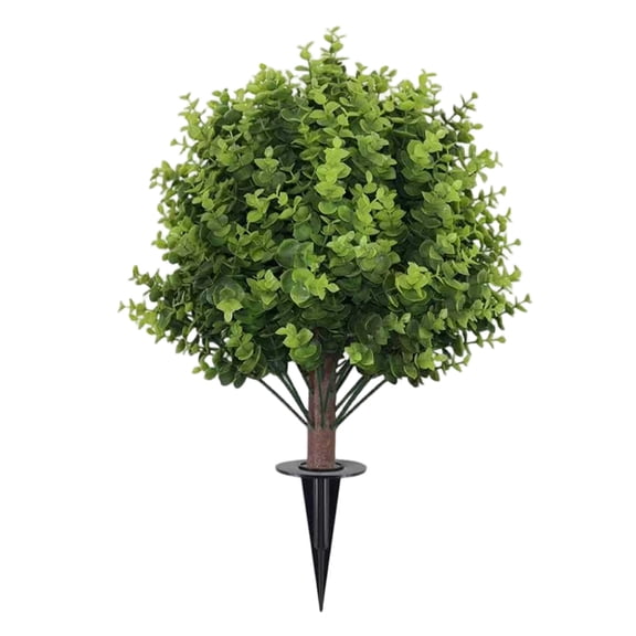 Artificial Eucalyptus Topiary Tree, Single Stem, Outdoor Garden Stake Decoration, Spring Summer Patio Ornament, Faux Greenery Ball Shaped Potted Plant For Yard Lawn Decor