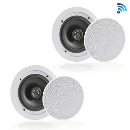 Pyle PDICBT652RD - Dual 6.5’’ Bluetooth Ceiling / Wall Speakers, 2-Way Flush Mount Home Speaker Pair, 200 (Best Ceiling Mount Speakers)