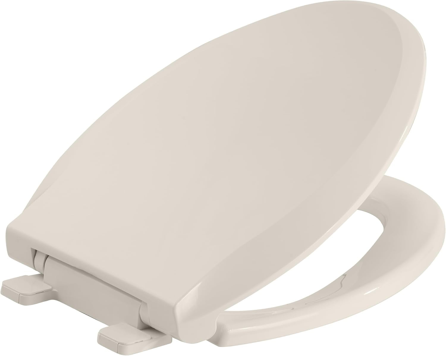 Durable Elongated Toilet Seat with Slow Soft Close, Easy Install, Fits Most Elongated Toilets, White, Quiet Closure, Stain & Scratch Resistant (19", Almond)