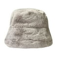 thumbnail image 2 of Wancir Women Winter Faux Fur Plaid Bucket Hat Fuzzy Warm Stylish Fisherman Caps for Men Teen Girls Fishing Hat, 2 of 4